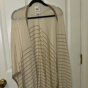Style & Co. Cream and Tan Striped Poncho